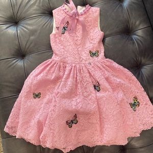 Monnalisa girls size 8 pink butterfly dress